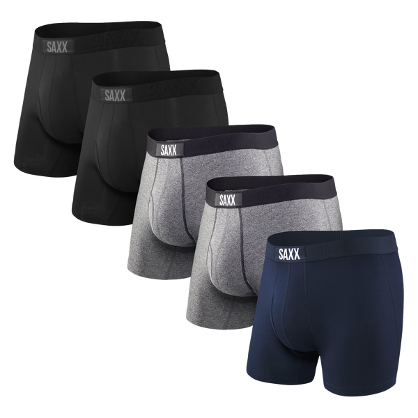 Saxx Men's Underwear - Non-Stop Stretch Cotton Boxer Brief – Pack of 5 with  Built-in Pouch Support and Fly – Soft, Breathable and Moisture Wicking,  Black/Deep Navy/White,X-Small : : Clothing, Shoes 