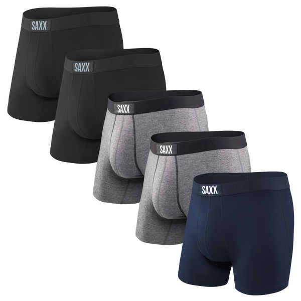 Vibe 5-Pack Boxer Brief - Black/Grey Heather/Navy